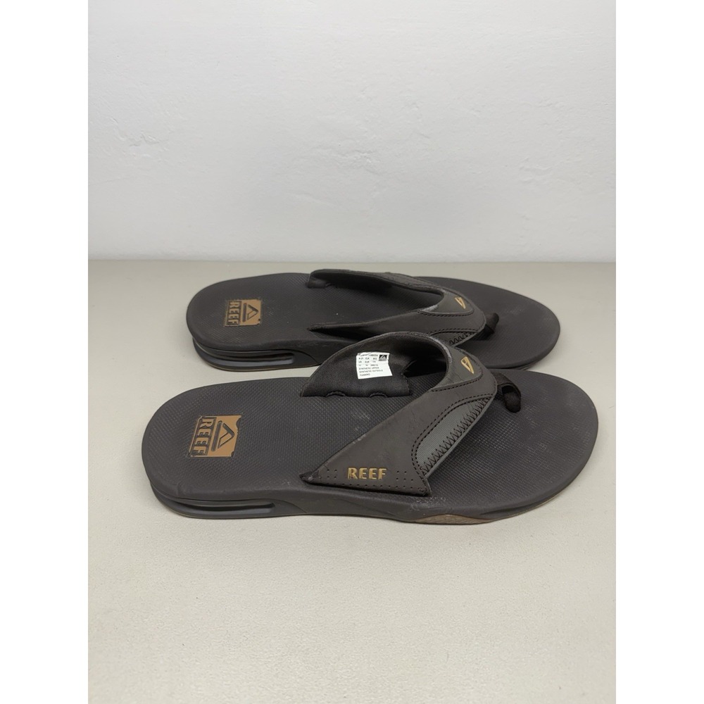 REEF Fanning Flip-Flop Sandal & Sole Bottle Opener (Brown/Gum) Men's Sz 11